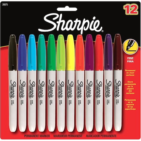 Dymo M Sharpie Fine 12 Clr Set Carded 30075PP